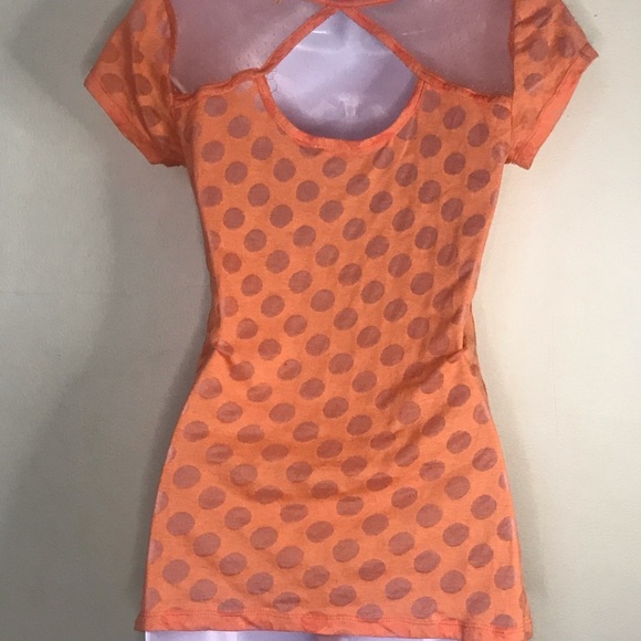 Derek Heart peach sheer polka dot top - Picture 10 of 13